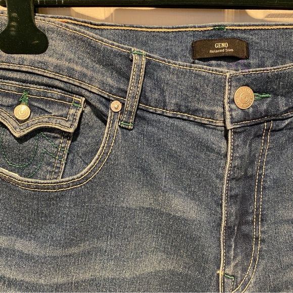 True Religion Men’s Geno Snap Flap Pocket Jeans Medium Autumn Blue Size 38x32 - Picture 6 of 14